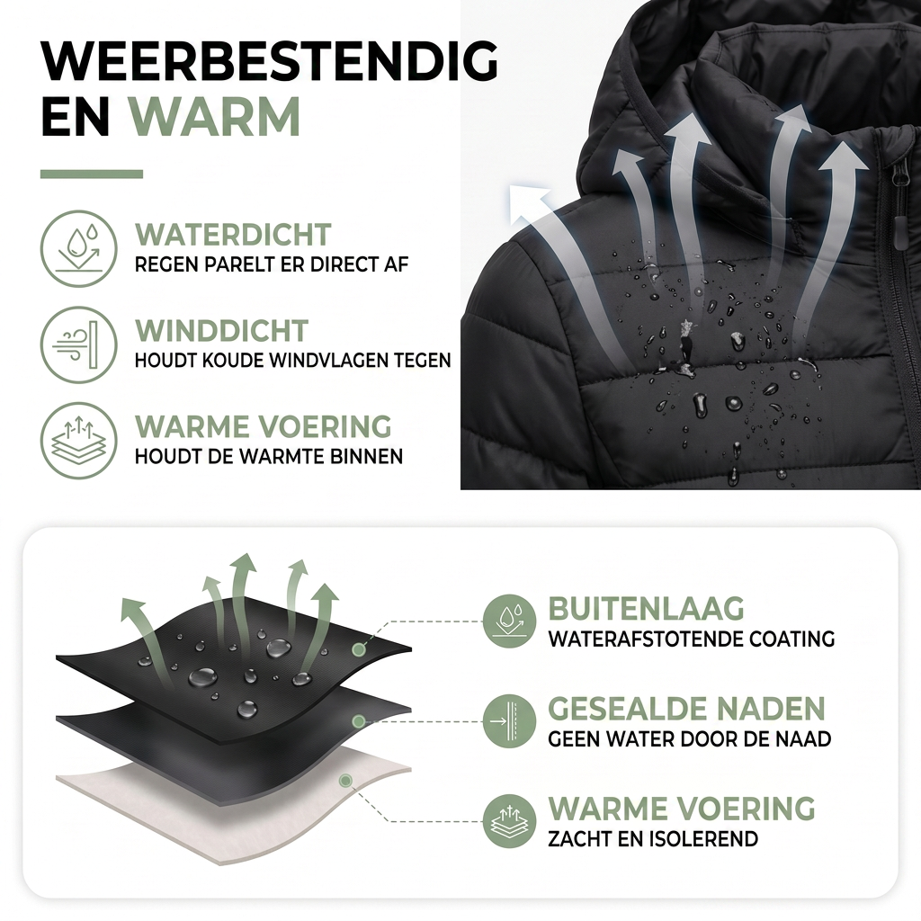Lange Winterjas Dames met Dons - Waterdicht & Winddicht - Licht met Capuchon