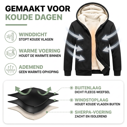 Fleecevest Heren met Capuchon - Winddicht - Sherpa-Gevoerd