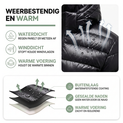 Donsjas Heren - 80% Dons - Afneembare Capuchon & Glans