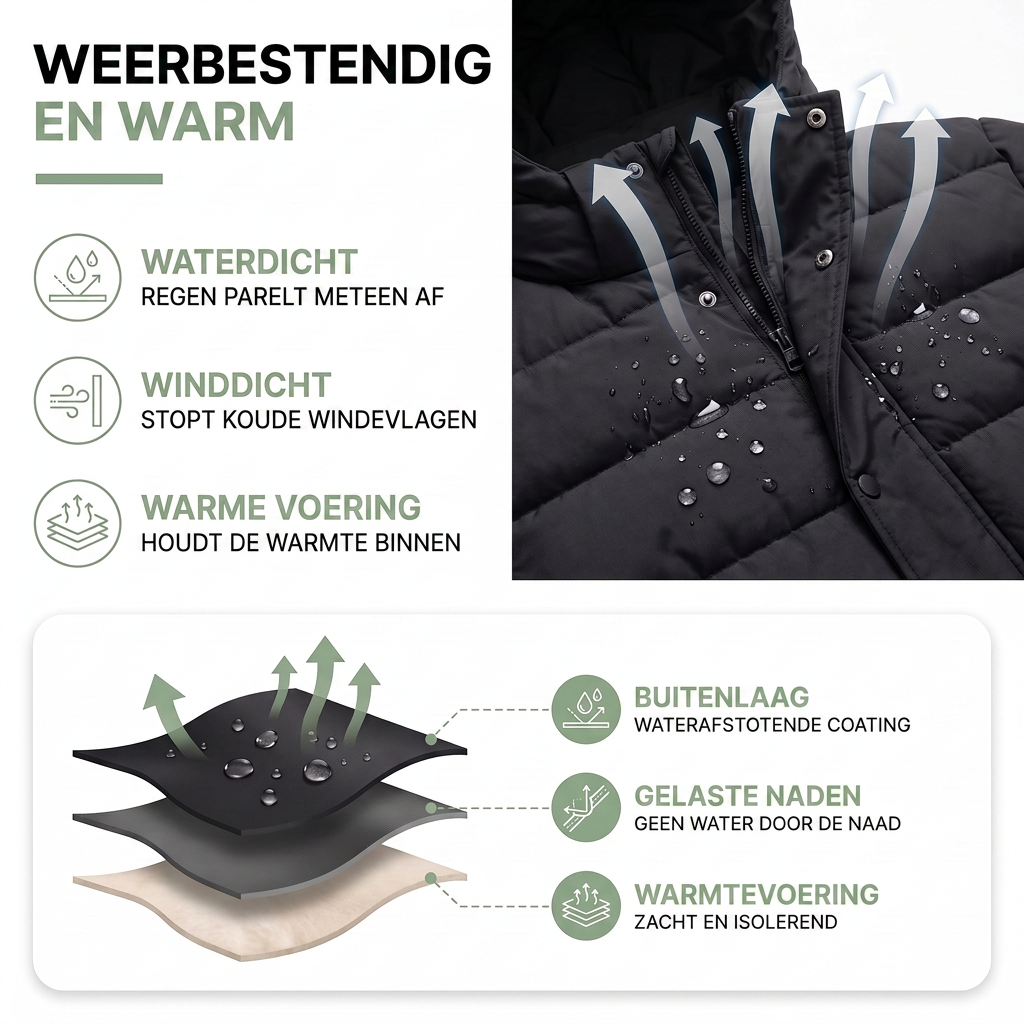 Donsjas Heren Lang - 85% Dons - Waterdicht & Winddicht