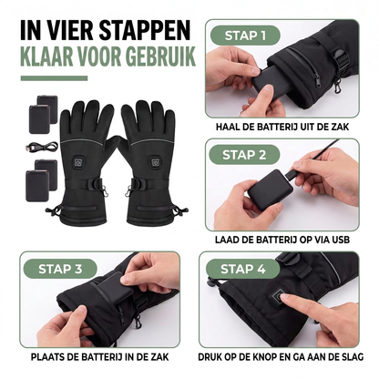 Verwarmde Handschoenen Oplaadbaar - 3 Warmtestanden - Waterdicht & Winddicht
