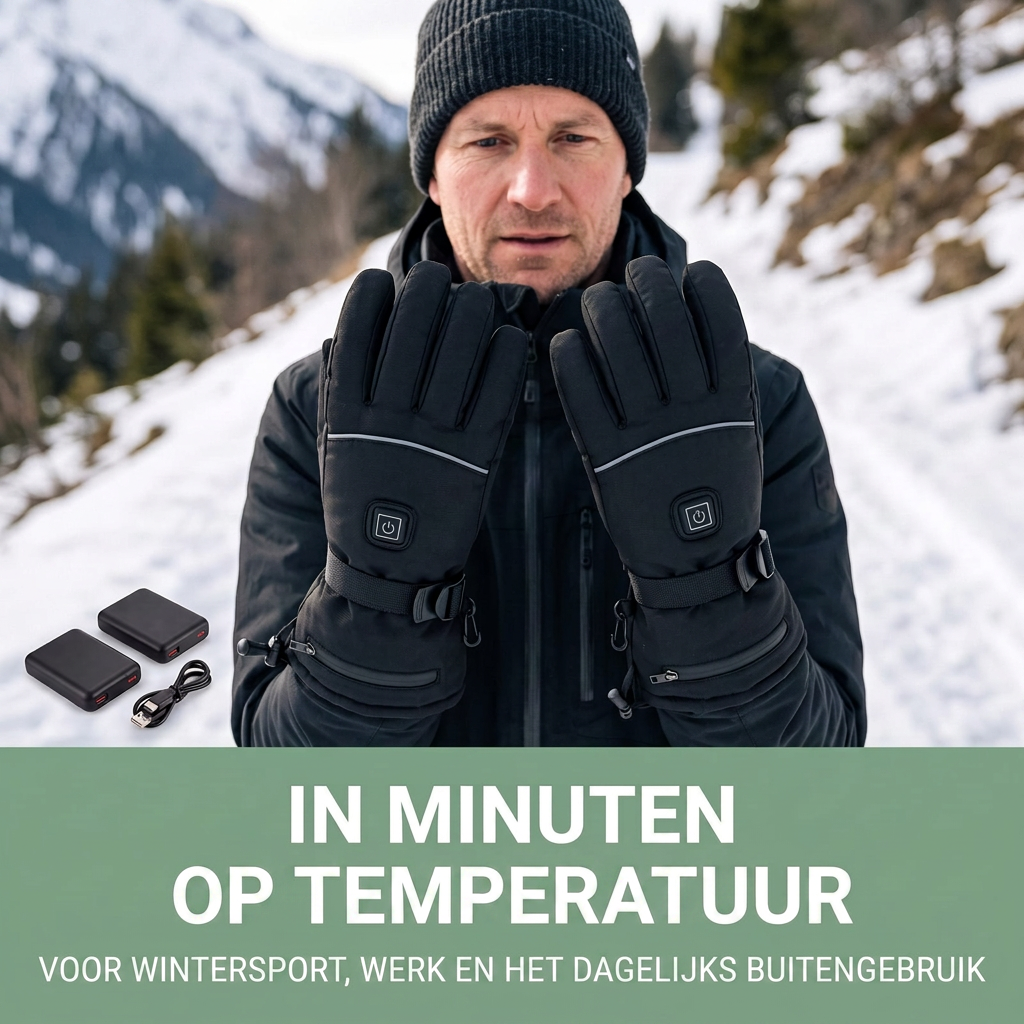 Verwarmde Handschoenen Oplaadbaar - 3 Warmtestanden - Waterdicht & Winddicht