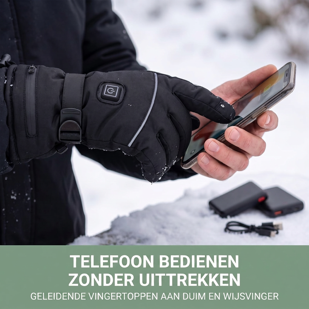 Verwarmde Handschoenen Oplaadbaar - 3 Warmtestanden - Waterdicht & Winddicht