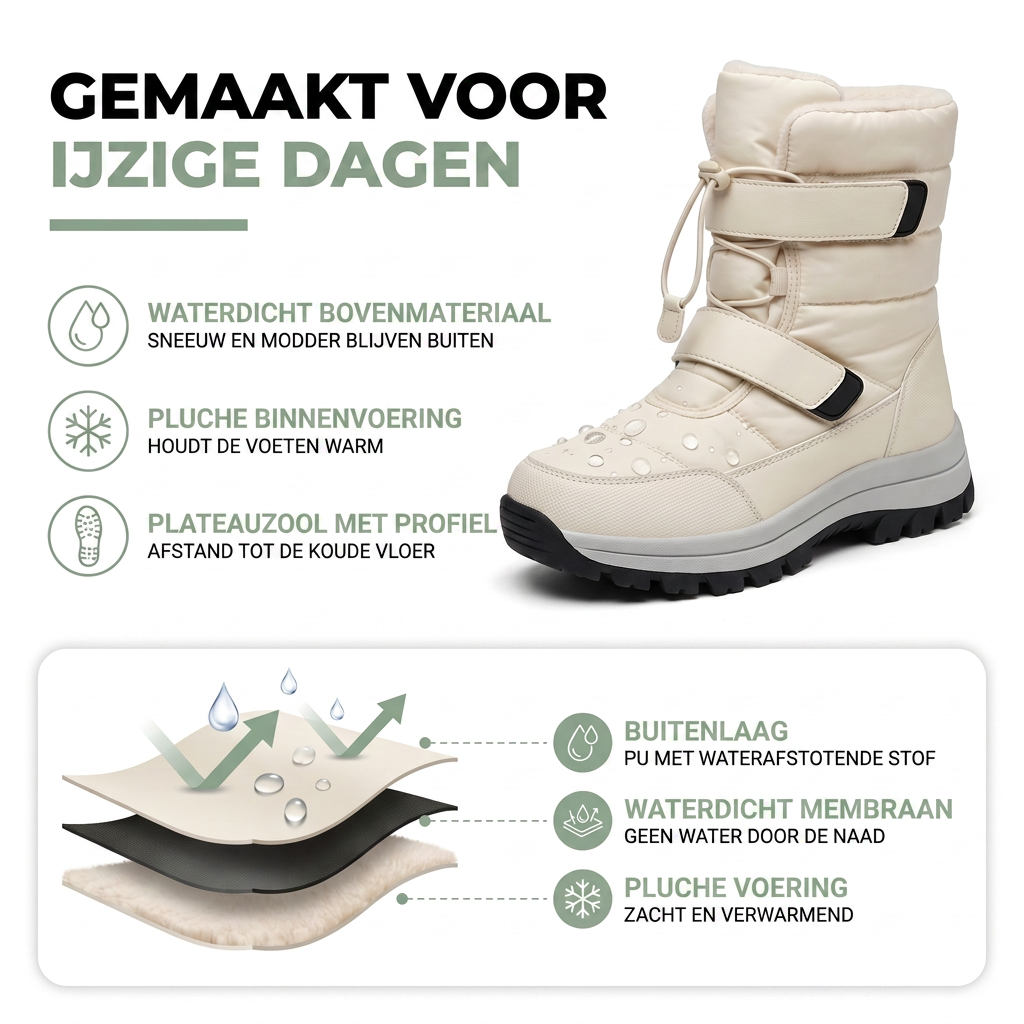 Snowboots Dames - Waterdicht Warm Gevoerd - Plateauzool