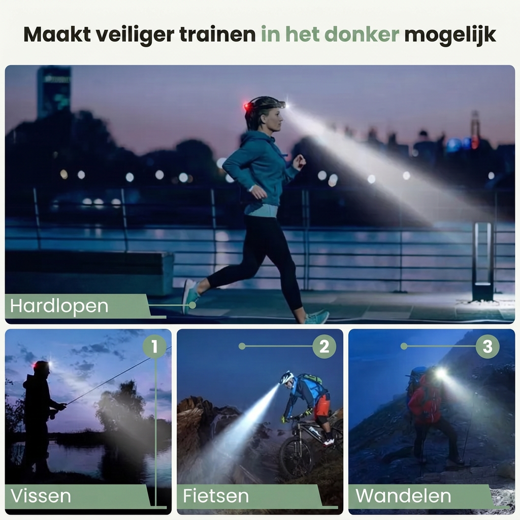 Hoofdlamp LED 1000 Lumen - Zoom & 90° Kantelbaar - Oplaadbaar