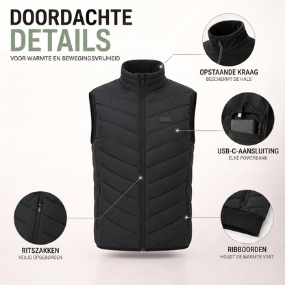 Verwarmde Bodywarmer - 9, 15 of 21 Warmtezones - USB-C Dames & Heren