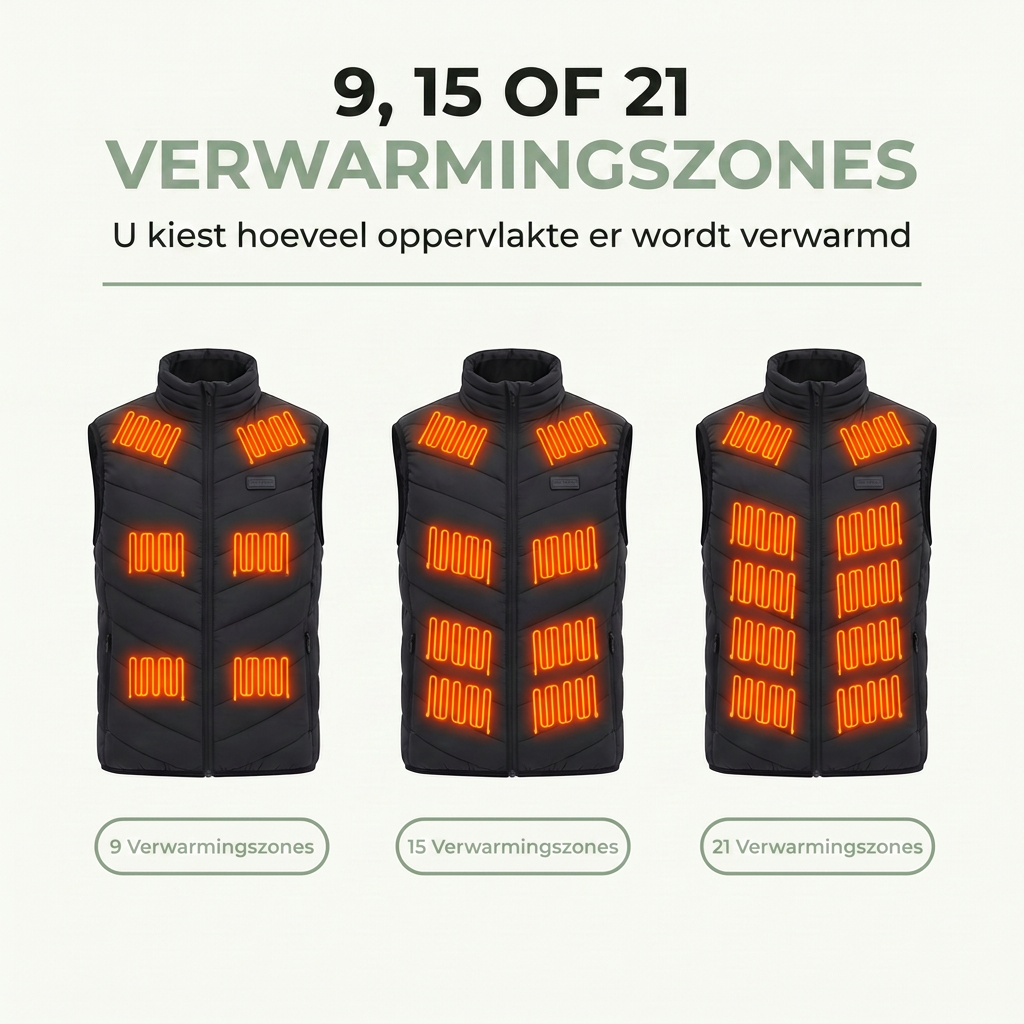 Verwarmde Bodywarmer - 9, 15 of 21 Warmtezones - USB-C Dames & Heren