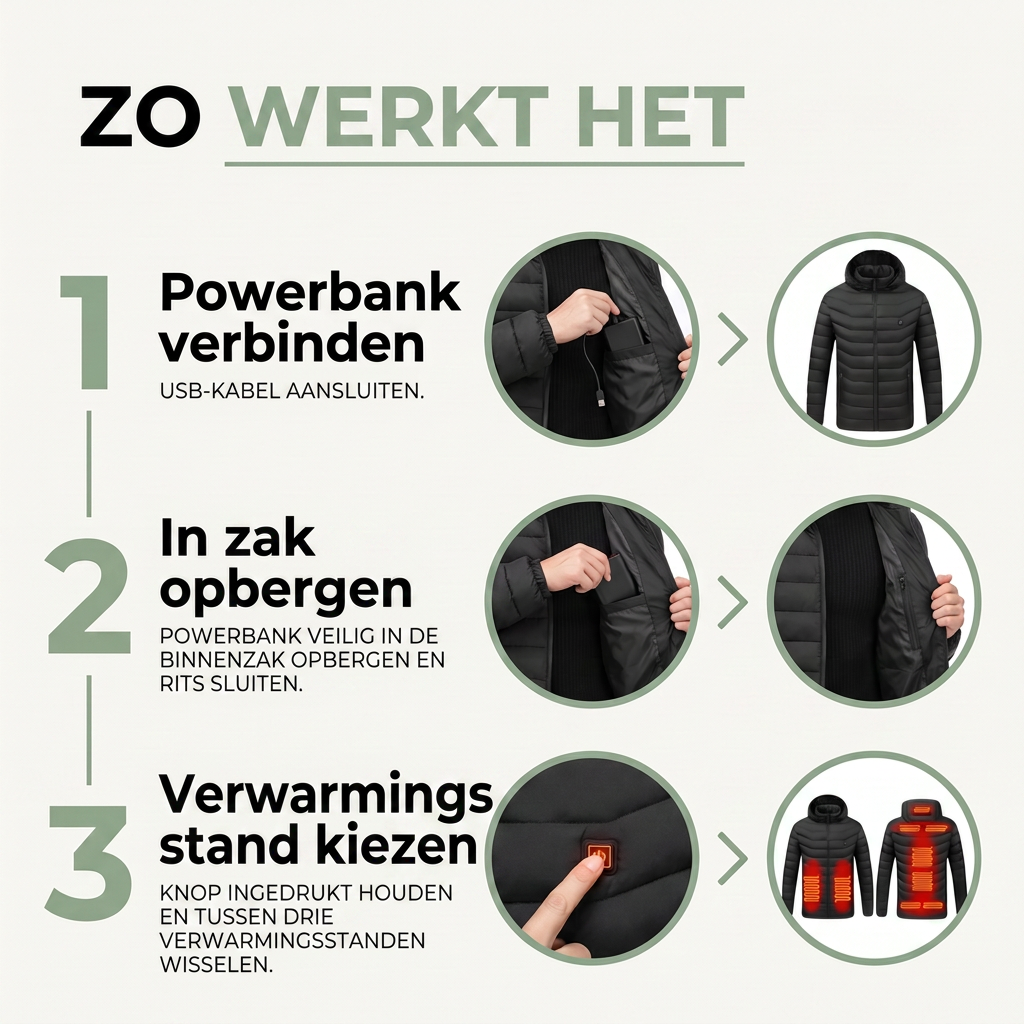 Verwarmde Jas Heren & Dames - 9 Warmtezones - Waterdicht & USB