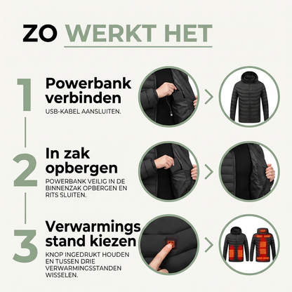 Verwarmde Jas Heren & Dames - 9 Warmtezones - Waterdicht & USB