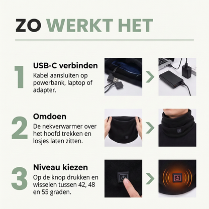 Verwarmde Sjaal - Elektrische Nekwarmer 3 Warmtestanden - USB-C