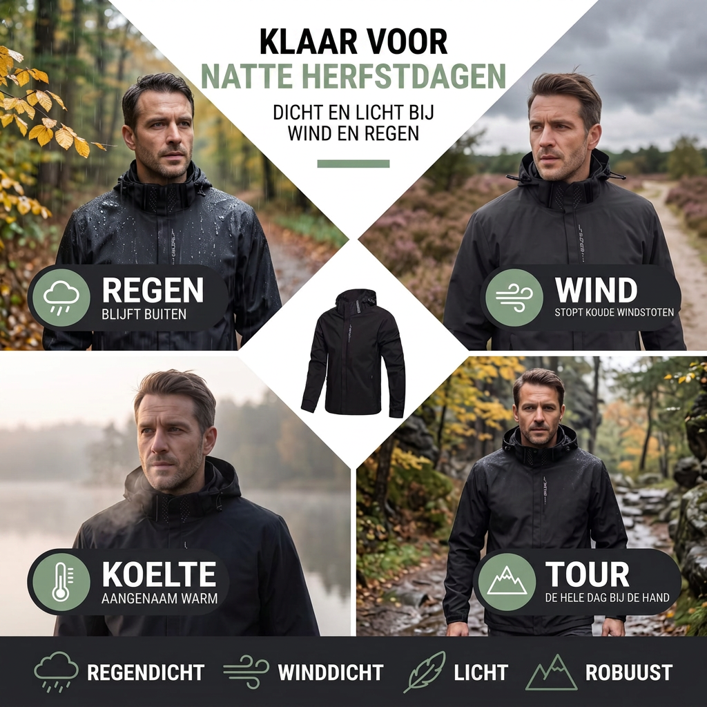 Tussenjas Heren - Waterdicht & Gevoerd - Afneembare Capuchon