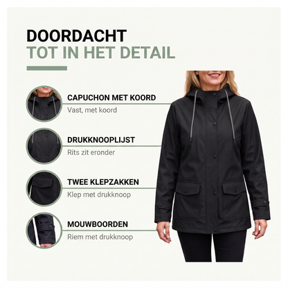 Regenjas Dames met Capuchon - Waterdicht & Winddicht - Licht Gevoerd