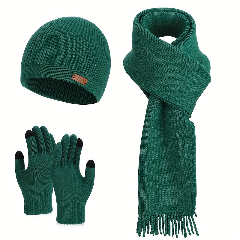 Gebreide Sjaal met Muts en Handschoenen - 3-Delige Set - 160 cm Lang