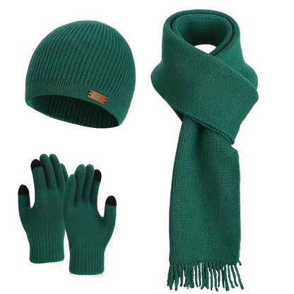 Gebreide Sjaal met Muts en Handschoenen - 3-Delige Set - 160 cm Lang