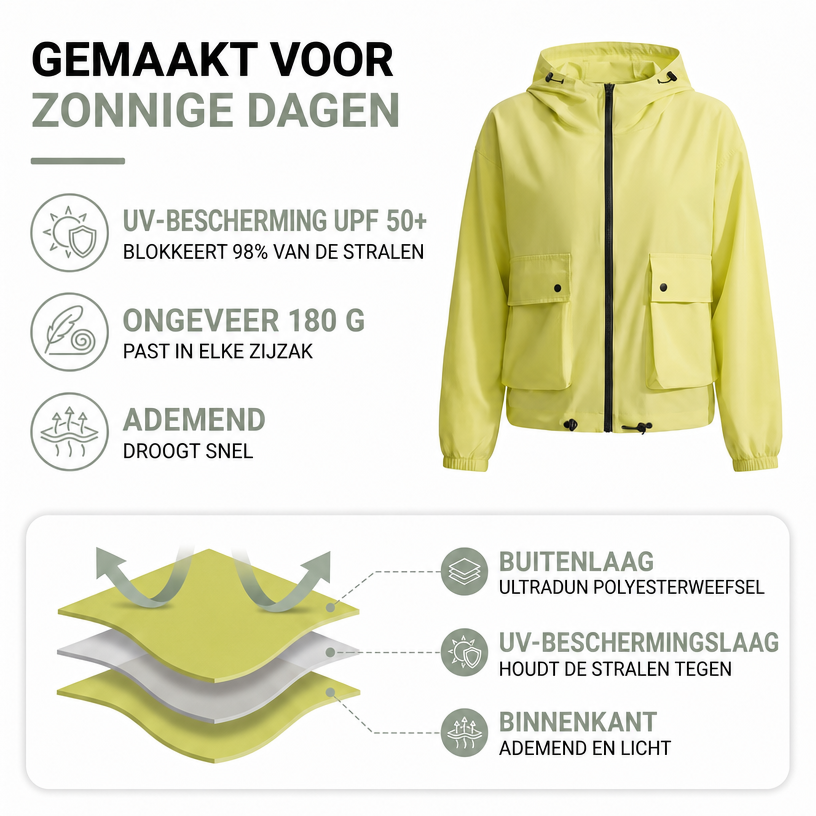 Zomerjas Dames - UV-Bescherming UPF 50+ - Capuchon