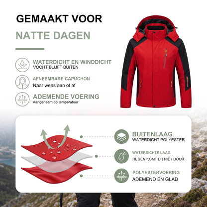Windjack heren waterdicht en winddicht met afneembare capuchon