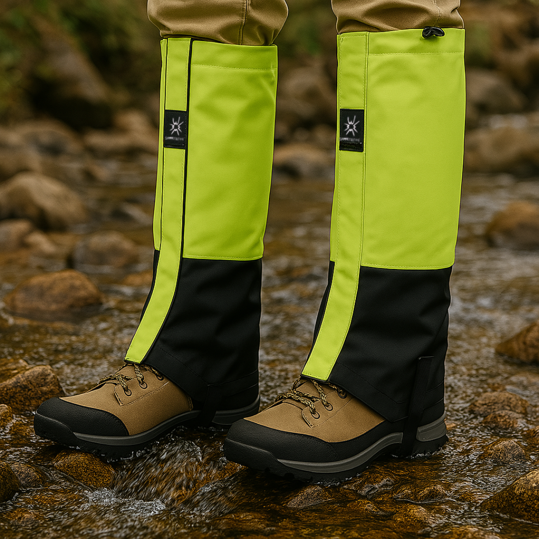 Waterdichte gamaschen voor het wandelen in het zwart