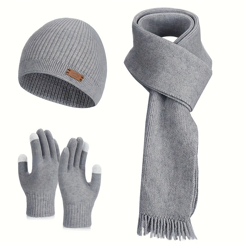 Gebreide Sjaal met Muts en Handschoenen - 3-Delige Set - 160 cm Lang