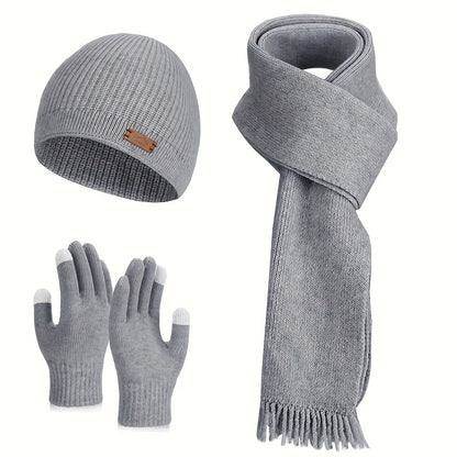 Gebreide Sjaal met Muts en Handschoenen - 3-Delige Set - 160 cm Lang
