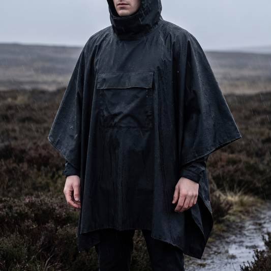 Regenponcho voor fiets en wandelen met buikzak