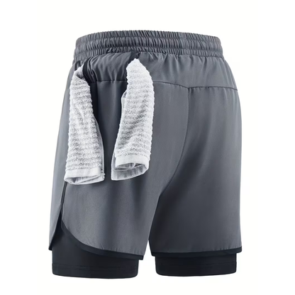 2-in-1 Heren Trainingsshort - Ingebouwde Compressie Liner