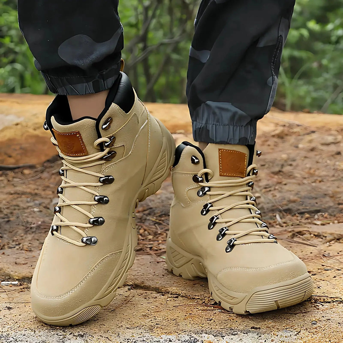 Wandelschoenen heren enkelhoog waterafstotend met profielzool