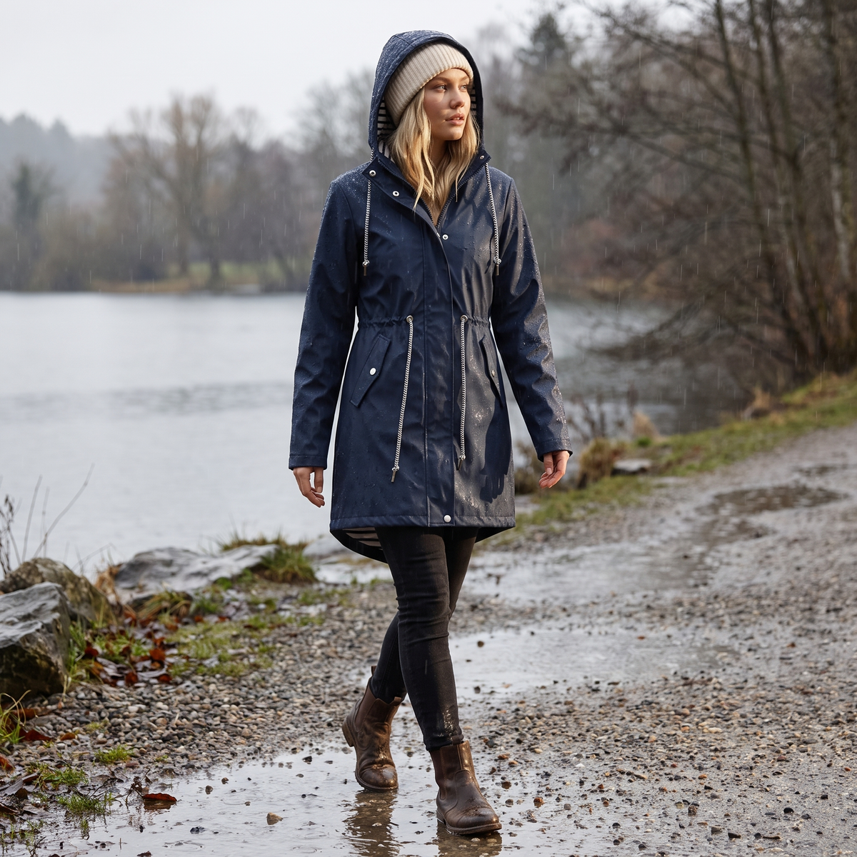 Regenmantel Damen Lang - Lifestyle im Regen