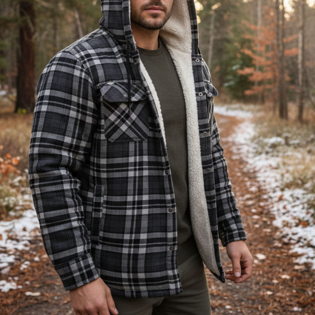 Overshirt heren met capuchon en sherpa voering