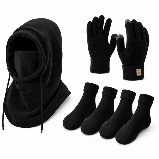 Bivakmuts Handschoenen Sokken Set - Fleece Gevoerd - 3-in-1