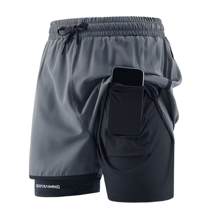 2-in-1 Heren Trainingsshort - Ingebouwde Compressie Liner
