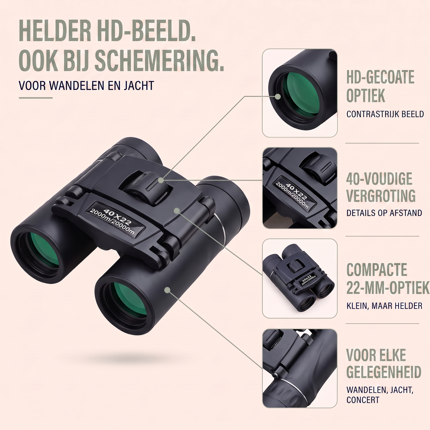 Verrekijker Compact - 40x22 HD - Opvouwbaar
