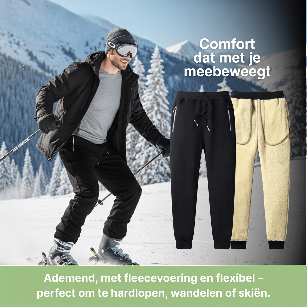 Thermobroek Heren - Gevoerde Joggingbroek - Winddicht