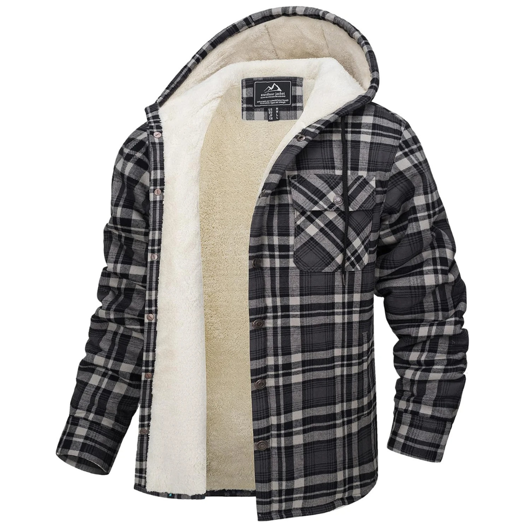 Overshirt heren met capuchon en sherpa voering