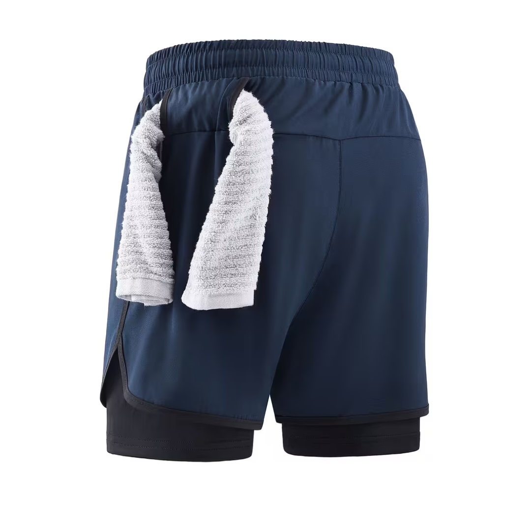 2-in-1 Heren Trainingsshort - Ingebouwde Compressie Liner