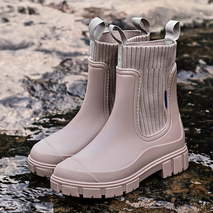 Regenlaarzen dames in chelsea-look, waterdicht