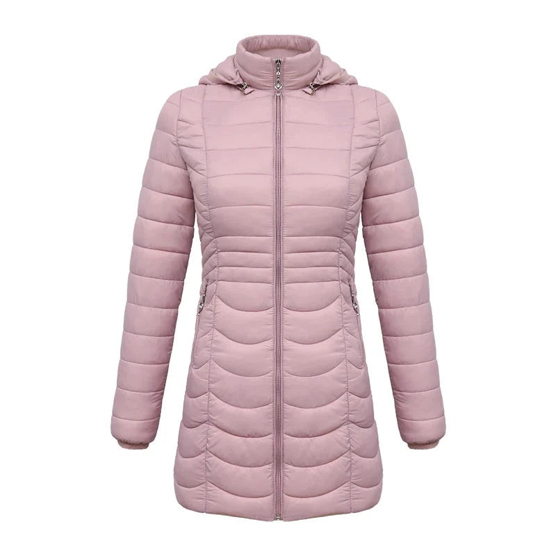 Lange dames winterjas met afneembare capuchon