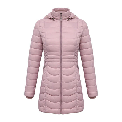 Lange dames winterjas met afneembare capuchon