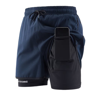 2-in-1 Heren Trainingsshort - Ingebouwde Compressie Liner
