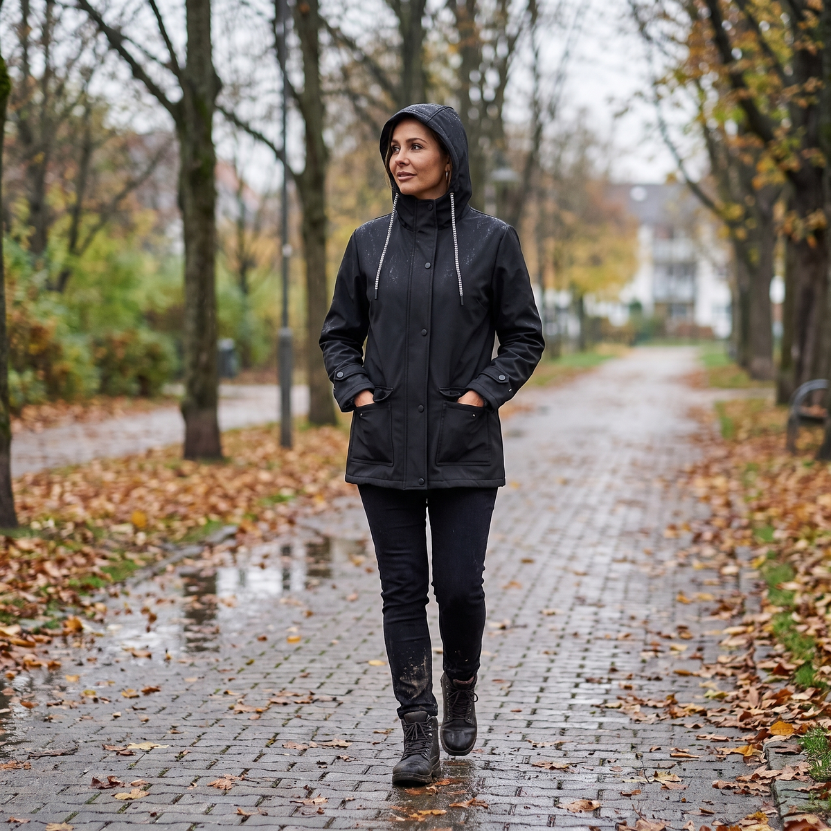 Regenjas Dames met Capuchon - Waterdicht & Winddicht - Licht Gevoerd