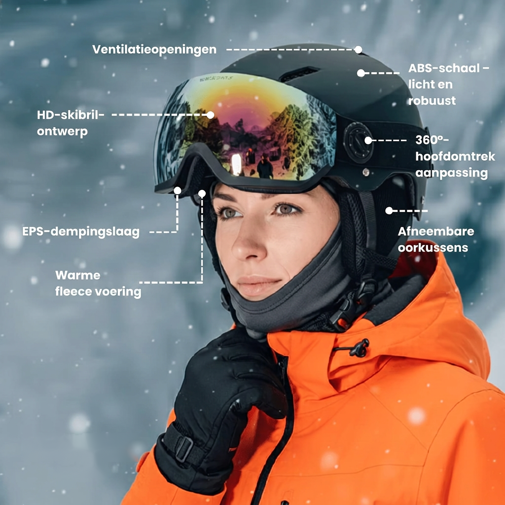 Skihelm met Vizier - ABS-Schaal en EPS-Demping - Verstelbaar
