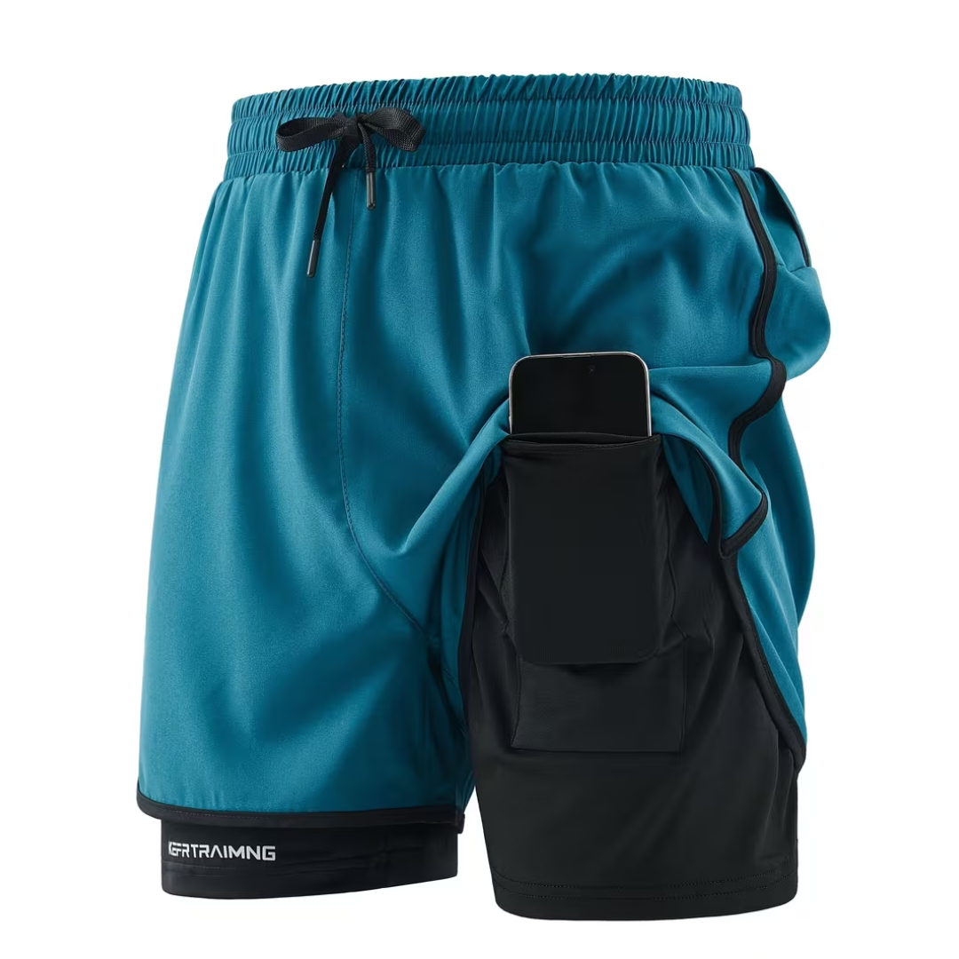 2-in-1 Heren Trainingsshort - Ingebouwde Compressie Liner