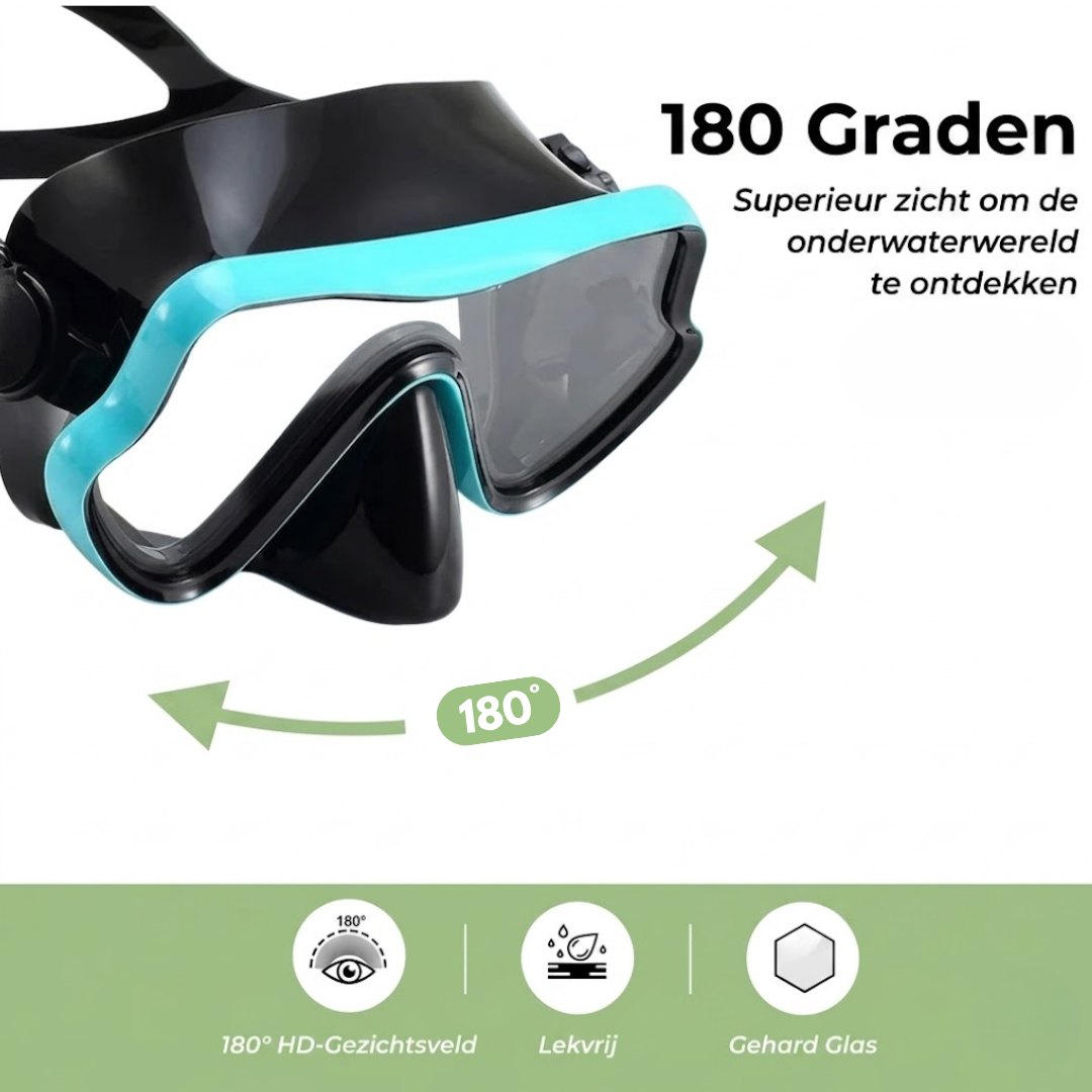 Snorkelset met Masker - 180° HD Zicht Gehard Glas - Lekvrij