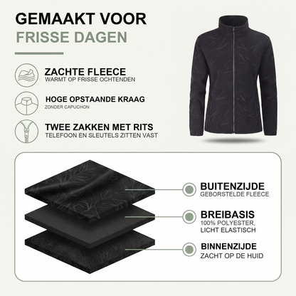 Tussenjas dames met opstaande kraag in fleece