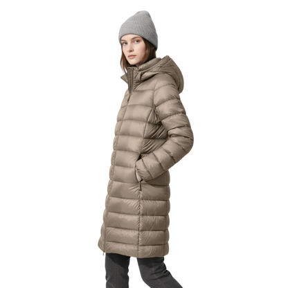 Lange Winterjas Dames met Dons - Waterdicht & Winddicht - Licht met Capuchon