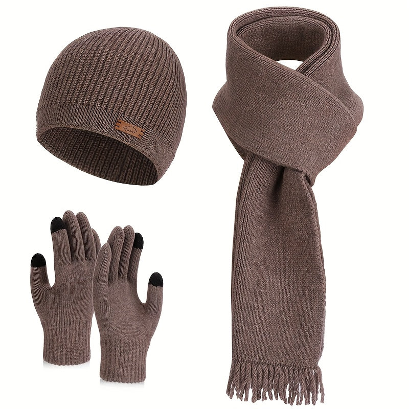 Gebreide Sjaal met Muts en Handschoenen - 3-Delige Set - 160 cm Lang