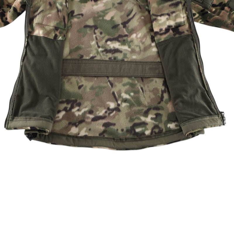 Heren fleecevest tactisch met capuchon in camouflage