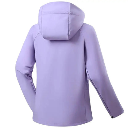 Gevoerde softshell jas dames met capuchon in roze