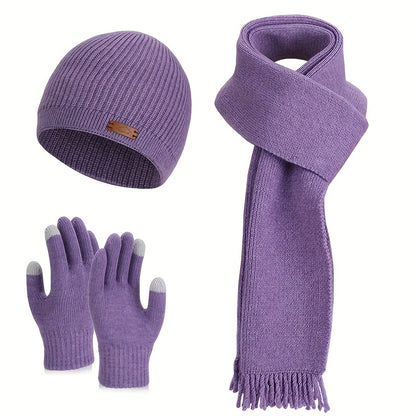 Gebreide Sjaal met Muts en Handschoenen - 3-Delige Set - 160 cm Lang