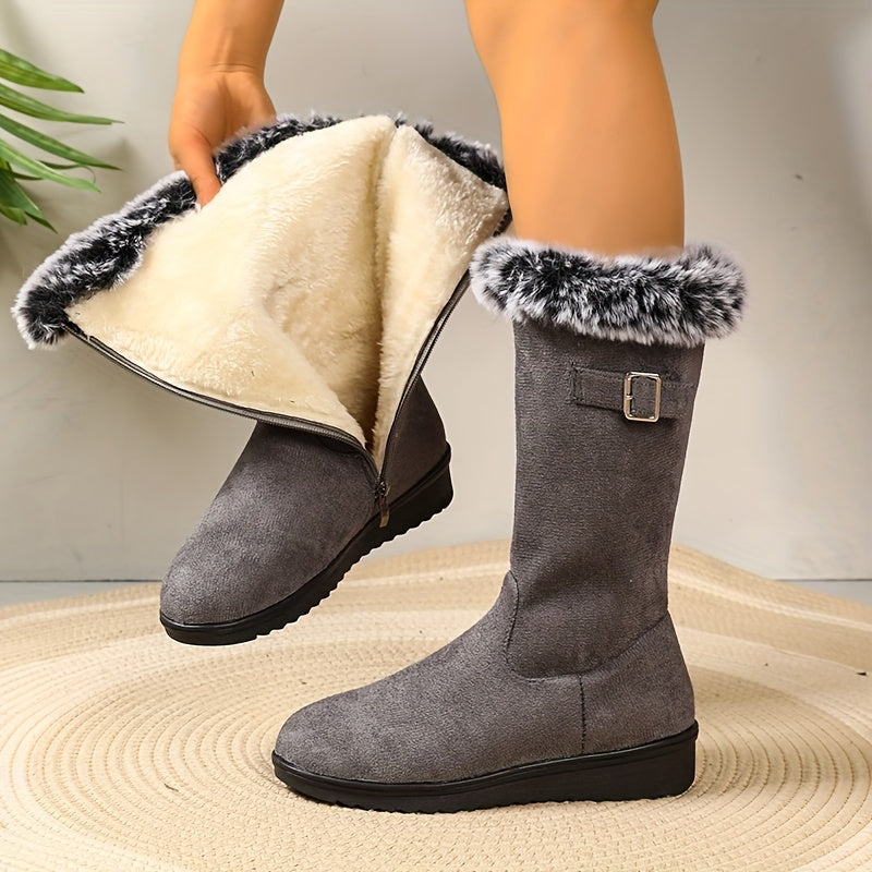 Wadenhoge snowboots dames met bontkraag