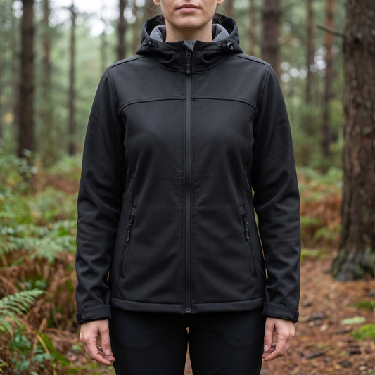 Softshell jas dames met capuchon en fleece voering